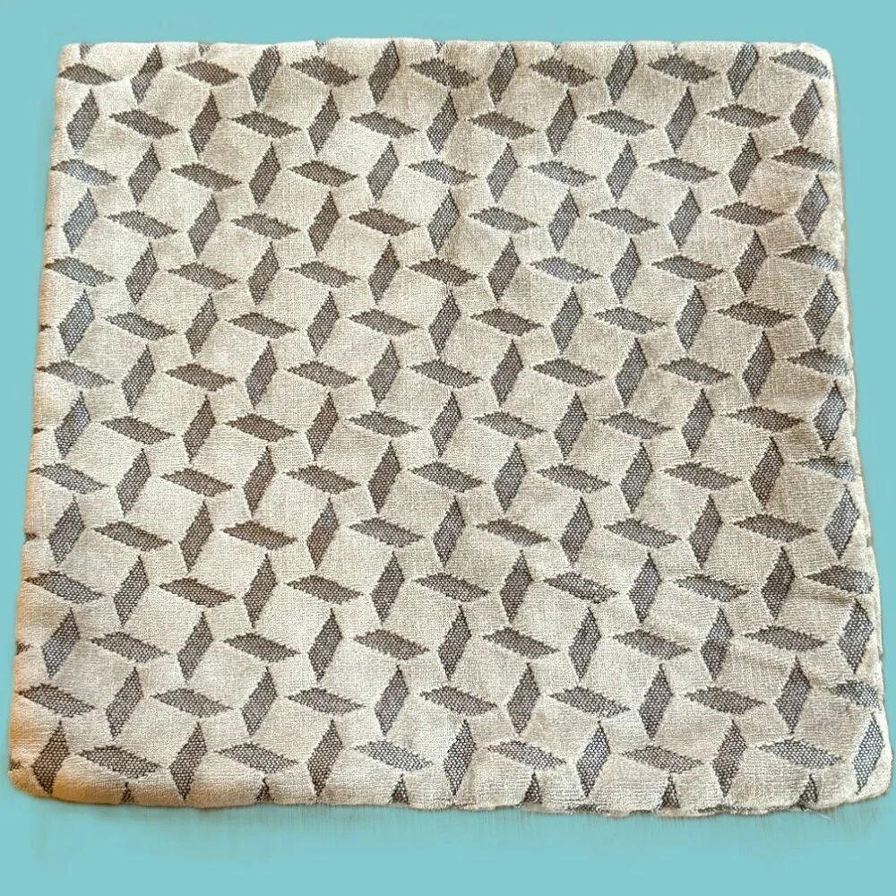 West Elm Tan Jacquard Geometric Pillow Cover 18x18 Modern Mixed Textures